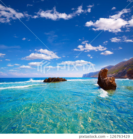 Denia Alicante Las rotas rocky beach in Spain 126763429