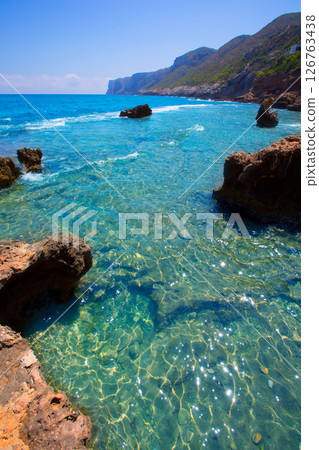 Denia Alicante Las rotas rocky beach in Spain 126763438
