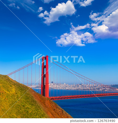 San Francisco Golden Gate Bridge Marin headlands California 126763490