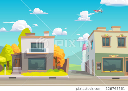 small peaceful city street at sunny day 126763561