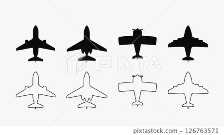 simple airplanes icons in set on white 126763571
