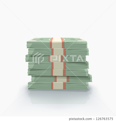 high stack of money on white back 126763575