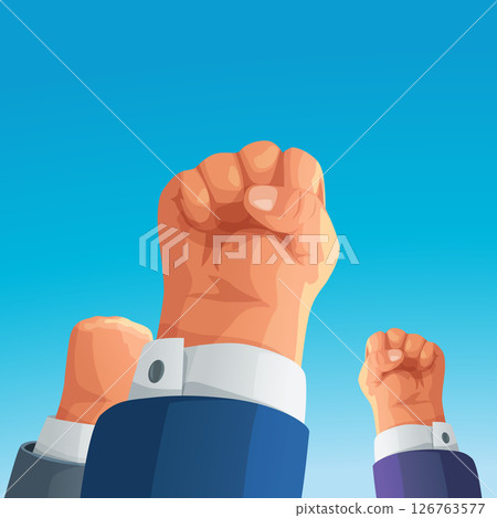 fist up sign strike at sunny day fist up sign strike at sunny day 126763577