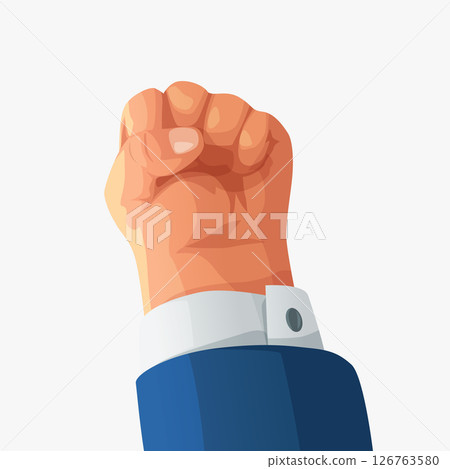 fat cute raised fist power on white 126763580