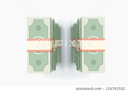 cute money stacks on white with shadow 126763582
