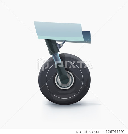 an airplane wheel side view on white an airplane wheel side view on white 126763591