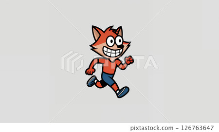 Cute cartoon fox running illustration. Funny fox runner athlete logo on a white background. Good use for symbol, web icon, mascot, sign, printing or any design you want. 126763647