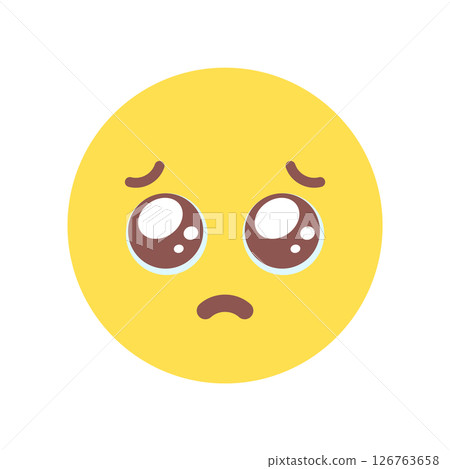 淚眼汪汪、面帶悲傷的可愛表情符號 - 表達請求、擔憂和悲傷情緒的素材 126763658