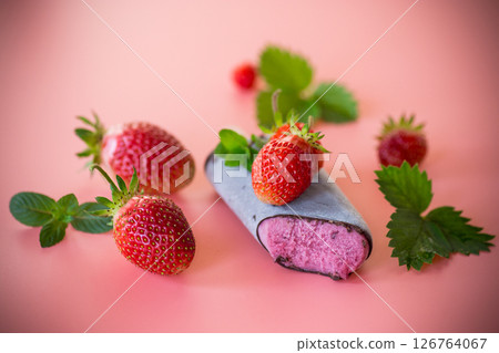 Frozen dessert with berries and natural ingredients Frozen dessert with berries and natural ingredients 126764067