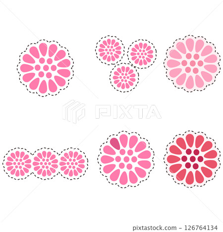 一組六種帶有粉紅色花朵圖案的變體 一組六種帶有粉紅色花朵圖案的變體 126764134