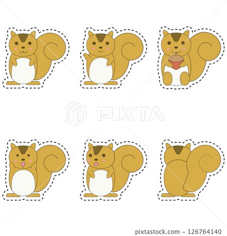 A sticker set of squirrels with fun poses and expressions 126764140