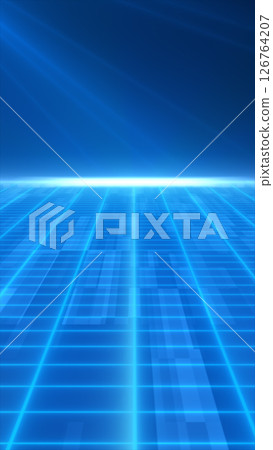 Futuristic grid platform glowing with neon blue lines, evoking a high-tech, digital landscape Futuristic grid platform glowing with neon blue lines, evoking a high-tech, digital landscape 126764207