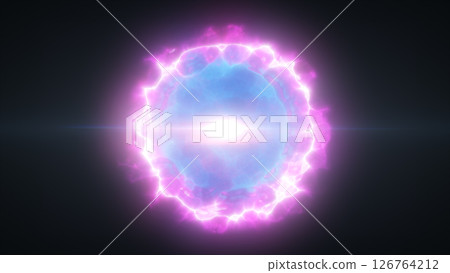Glowing purple-blue energy sphere with soft light waves and a dreamy sci-fi ambiance against a dark background Glowing purple-blue energy sphere with soft light waves and a dreamy sci-fi ambiance against a dark background 126764212