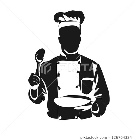 Chef cook line art vector illustration isolated on white background 126764324