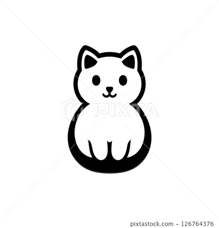 A cute and minimalistic illustration of a cat, featuring a round body and friendly expression. Perfect for pet lovers and animal-themed projects, conveying warmth and charm. 126764376