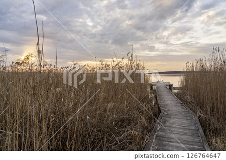 Lake Seksty. Landscape of Masuria in Poland, Karwik village in the Pisz area. 126764647