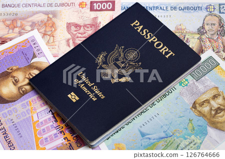 American passport on a Djiboutian money American passport on a Djiboutian money 126764666