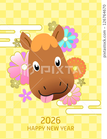 Funny horse face cny 2026 card 126764670