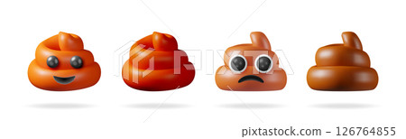 A 3d vector set collection of various brown poop A 3d vector set collection of various brown poop 126764855