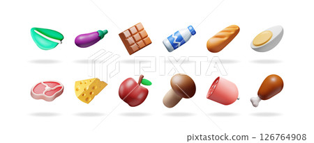 Collection of 3d vector of various food 126764908