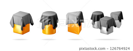 Gold, orange and silver boxes or podiums Gold, orange and silver boxes or podiums 126764924