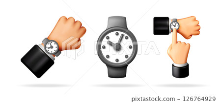 Business man hand with wrist watch Business man hand with wrist watch 126764929