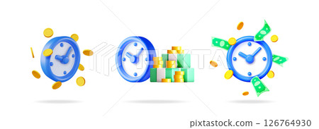 3d vector set financial for time economy 126764930