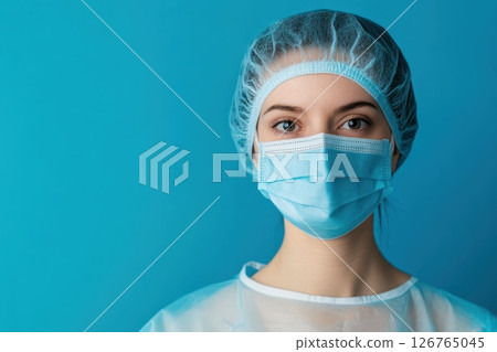 Healthcare worker in blue gear Healthcare worker in blue gear 126765045