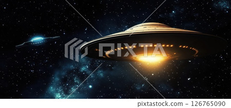 Spacecrafts exploring a distant galaxy at night Spacecrafts exploring a distant galaxy at night 126765090