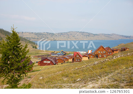 Summer landscape. View of the popular summer vacation spot on the shores of Lake Baikal 126765301