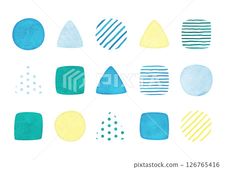 Watercolor decoration material illustration set (blue, green, yellow) 126765416