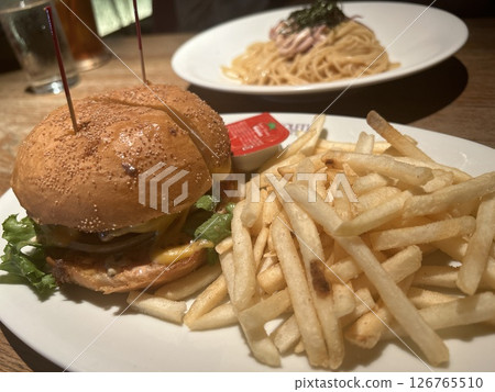 Hamburger in a fancy restaurant 126765510