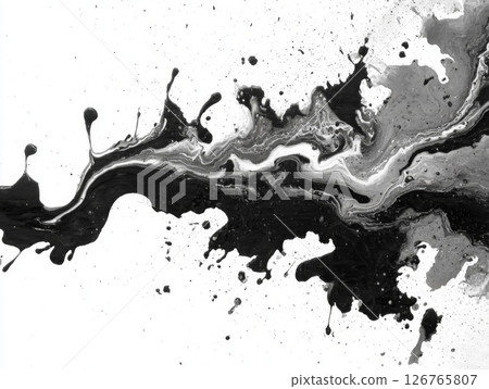 Abstract Black And White Ink Splash Painting 126765807