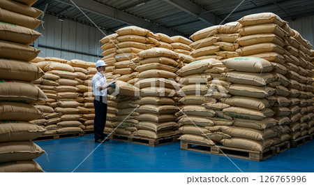 A realistic view of warehouse work in preparation for the release of stockpiled rice 126765996
