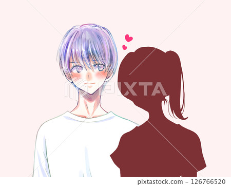 Silhouette of a woman cuddling with a man 126766520