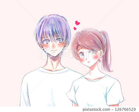 Man and woman embracing each other blushing Man and woman embracing each other blushing 126766529