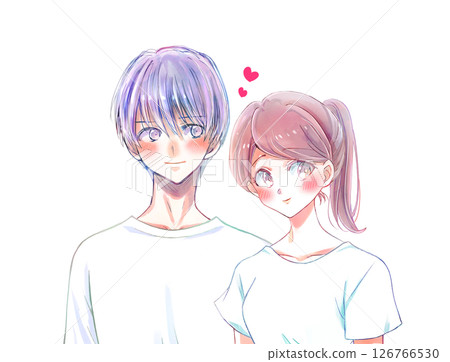 Man and woman embracing each other blushing Man and woman embracing each other blushing 126766530