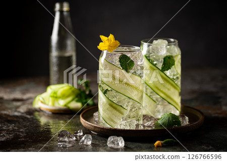 Cucumber infused detox water 126766596