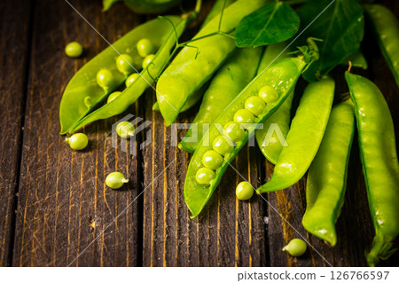 Pods of green peas 126766597