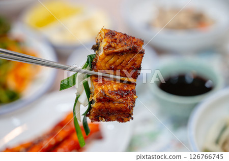 Korean bbq food. Grilled eel Korean bbq food. Grilled eel 126766745