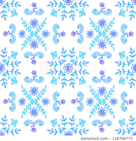 Blue floral seamless ornament vector illustration 126766775