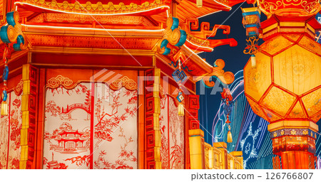 Beijing, China. Palace Lantern Reunion. On Chinese Lantern Festival, People Will Hang Red Lantern, Which Symbolizes Family Reunion. Zigong Lantern Festival In Beijing. Festival In Beijing Garden Expo 126766807