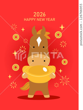 Zodiac horse holding gold sycee  126766955