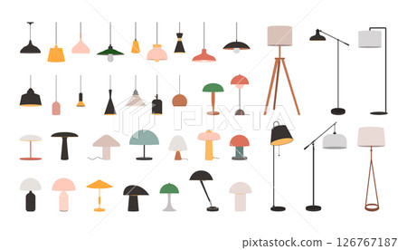 Modern Lamp Collection .Flat Illustration 1 126767187