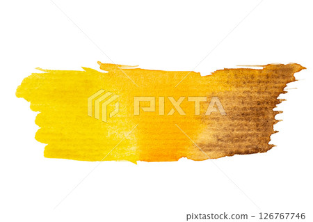 Vibrant yellow and brown watercolor brush stroke artwork 126767746