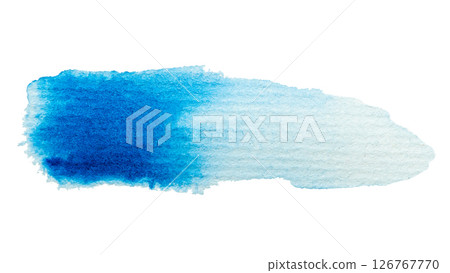 Vibrant blue watercolor brush stroke on white background Vibrant blue watercolor brush stroke on white background 126767770