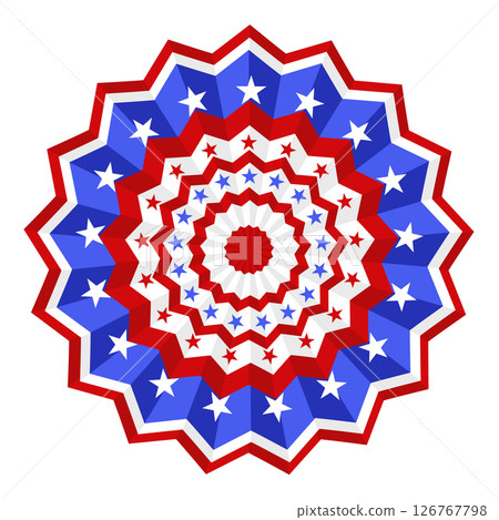 Patriotic red, white, and blue star mandala with geometric design Patriotic red, white, and blue star mandala with geometric design 126767798