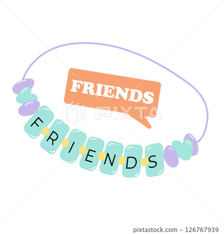 Friends bracelet with beads. Cute friendship elements. 126767939