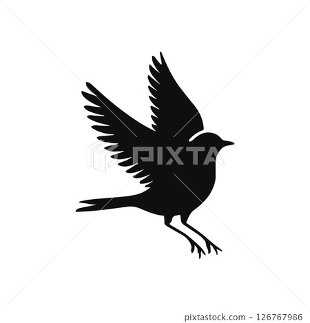 Bird vector silhouette icon. Animal bird nature wildlife black sparrow hawk icon 126767986