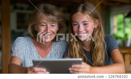 Grandmother and Granddaughter Using Digital Tablet Grandmother and Granddaughter Using Digital Tablet 126768102